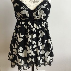 Rue 21 black/cream butterfly cami